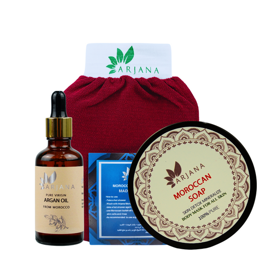 Moroccan Argan Oil+Moroccan Soap+ Miami Loofah